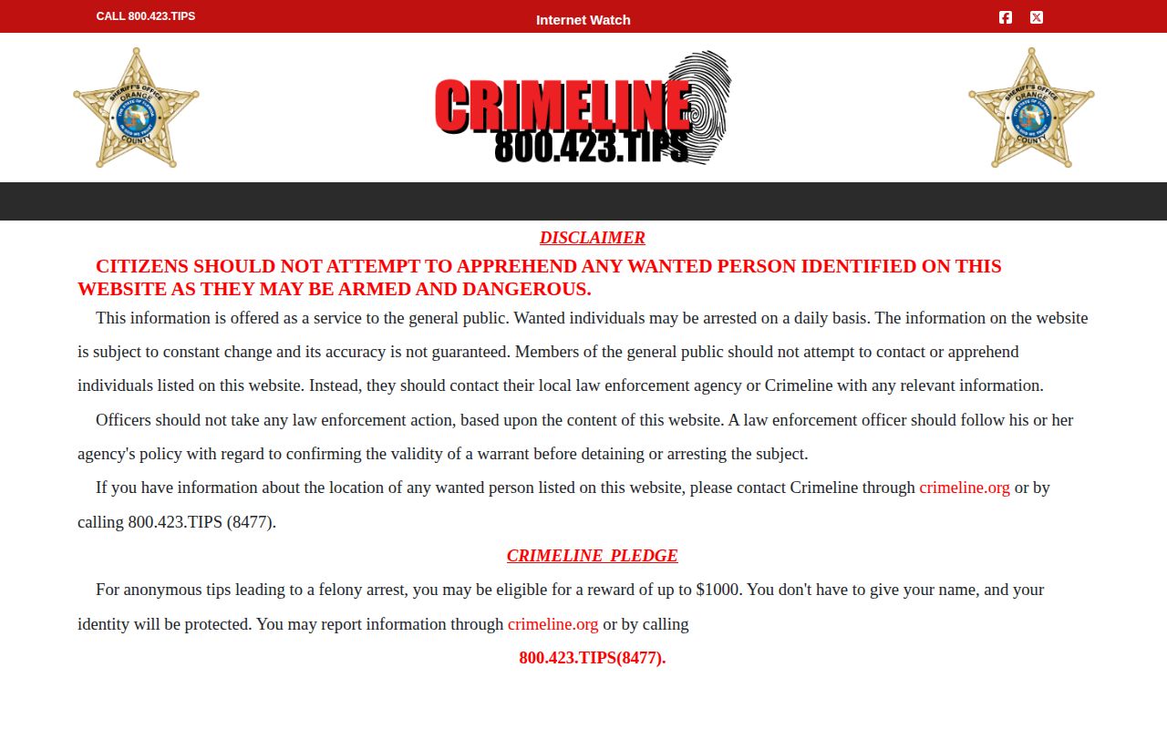 Central Florida warrant search warning