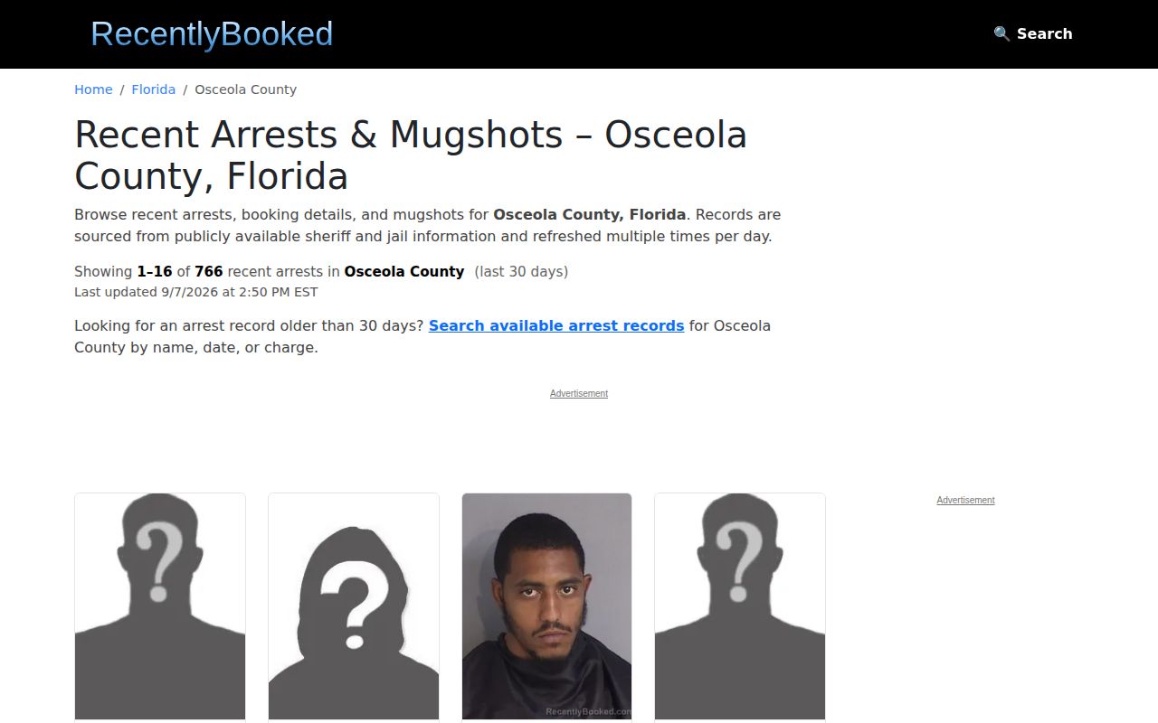 Unofficial Osceola archive interface with dynamic update wording