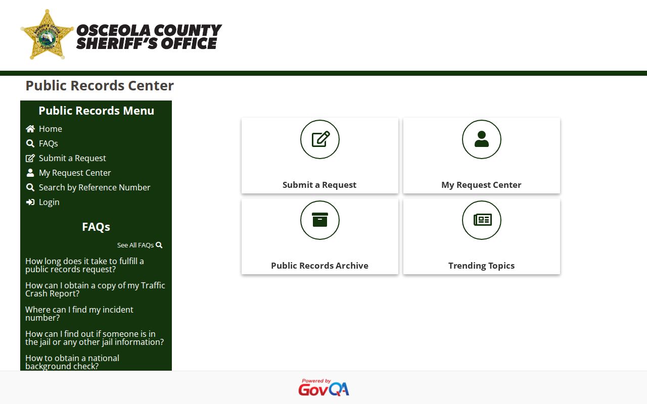 OCSO public records request portal